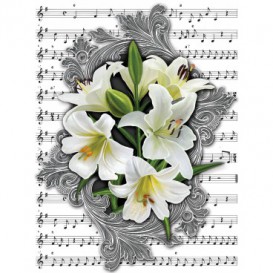 Fototapeta panel - PL0617 - Biele ľalie na notovom papieri