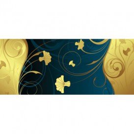 Panoramatická fototapeta - FT4456 - Zlato modré kvety