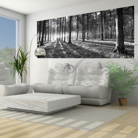 Panoramatická fototapeta - FT2747 - Les - čiernobiely