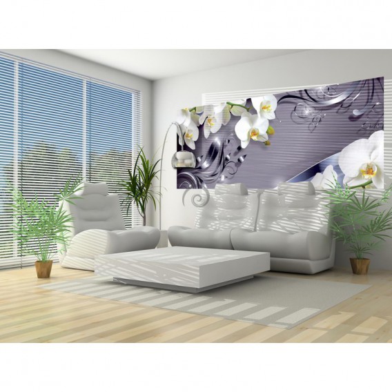 Panoramatická fototapeta - FT3053 - Orchidea na fialovom pozadí