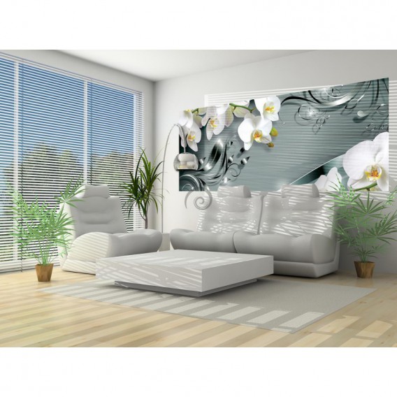 Panoramatická fototapeta - FT3055 - Orchidea na sivom pozadí