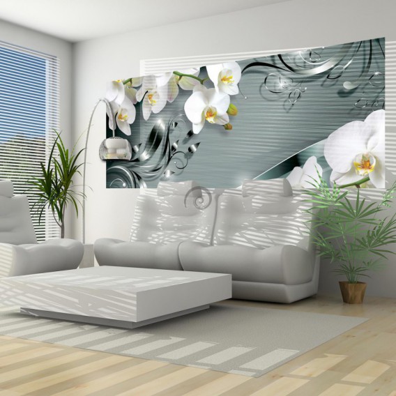 Panoramatická fototapeta - FT3055 - Orchidea na sivom pozadí