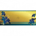 Panoramatická fototapeta - FT3738 - Modré kvety na zlatom pozadí