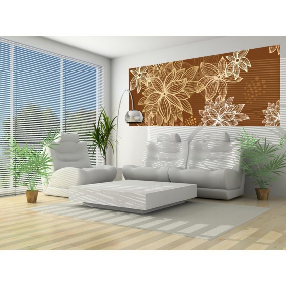 Panoramatická fototapeta - PA0200 - Kreslené kvety