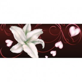 Panoramatická fototapeta - PA0006 - Biely kvet na červenom pozadí