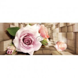 Panoramatická fototapeta - PA4285 - 3D kocky s kvetmi