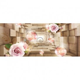 Panoramatická fototapeta - PA4286 - 3D kocky s kvetmi