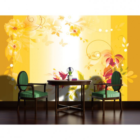 Fototapeta na stenu - FT2405 - Žltý kvetovaný motív