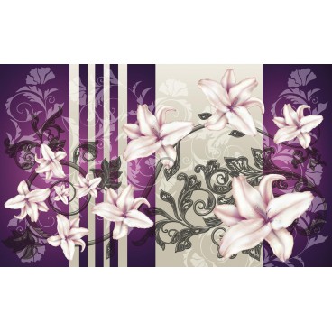 Fototapeta na stenu - FT2859 - Ružové kvety na fialovom pozadí