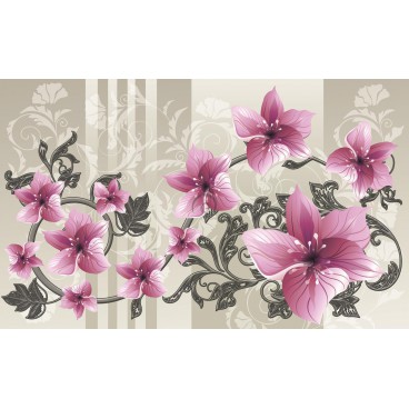 Fototapeta na stenu - FT2860 - Ružové kvety na sivom pozadí