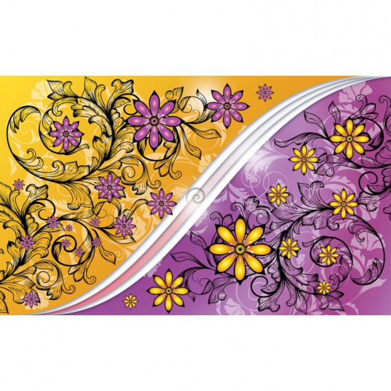 Fototapeta na stenu - FT2902 - Kvetovaný ornament – fialovo zlatý