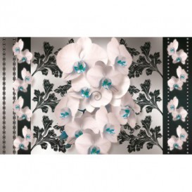 Fototapeta na stenu - FT2885 - Biele kvety na čiernom pozadí