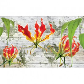 Fototapeta na stenu - FT2932 - Červené ľalie na drevenom pozadí