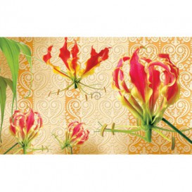 Fototapeta na stenu - FT2944 - Červené ľalie na zlatom pozadí