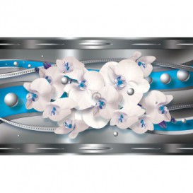 Fototapeta na stenu - FT4515 - Orchidea na modro striebornom pozadí