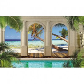 Fototapeta na stenu - FT2959 - Výhľad cez kolonádu na palmovú pláž
