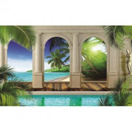 Fototapeta na stenu - FT2962 - Výhľad cez kolonádu na palmovú pláž II