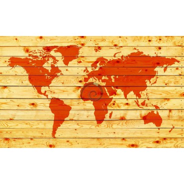 Fototapeta na stenu - FT3649 - Mapa sveta – drevená