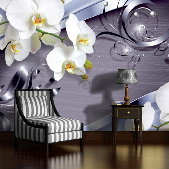 Fototapeta na zeď - FT3052 - Orchidej na fialovém pozadí