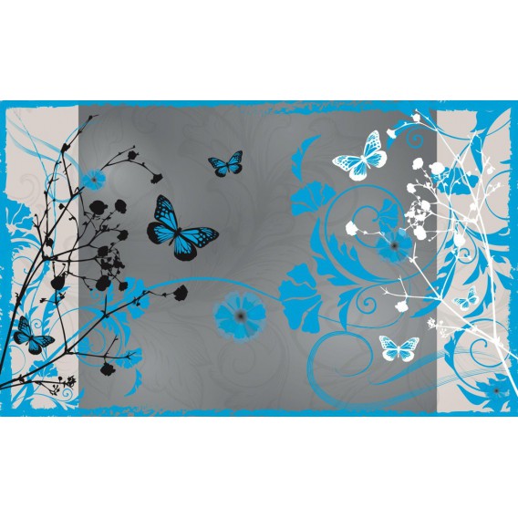 Fototapeta na stenu - FT0254 - Modré kvety a motýle