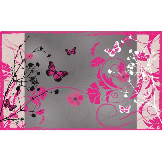 Fototapeta na stenu - FT0255 - Ružové kvety a motýle