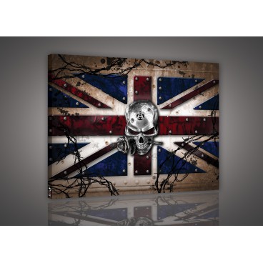 Obraz na plátne obdĺžnik - OB1425 - Anglická vlajka s lebkou