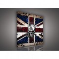 Obraz na plátne štvorec - OB2105 - Anglická vlajka s lebkou