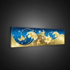 Obraz na plátne panoráma - OB2202 - Abstraktné modro zlaté kvety