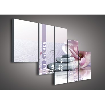 Obraz na plátne viacdielny - OB2360 - Ružový kvet a kamienky