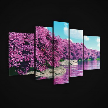 Obraz na plátne viacdielny - OB2467 - Ružové stromy