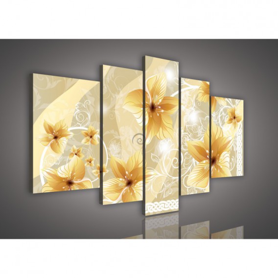 Obraz na plátne viacdielny - OB2539 - Zlaté kvety
