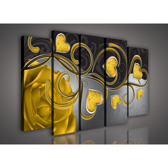 Obraz na plátne viacdielny - OB2685 - Žlté srdcia