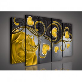 Obraz na plátne viacdielny - OB2685 - Žlté srdcia