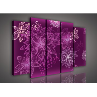 Obraz na plátne viacdielny - OB2730 - Abstraktné kvety fialové