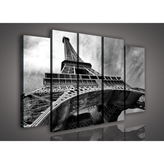 Obraz na plátne viacdielny - OB2739 - Eifelová veža čierno biely
