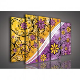 Obraz na plátne viacdielny - OB2861 - Žlto fialové kvety