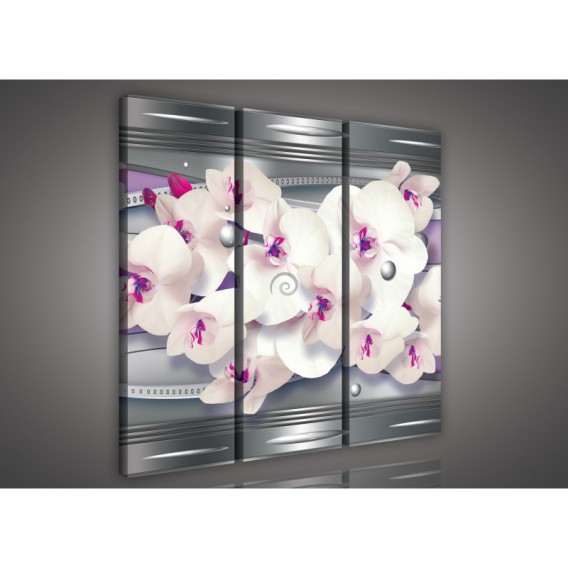 Obraz na plátne viacdielny - OB3197 - Fialová abstrakcia s orchideou