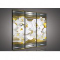 Obraz na plátne viacdielny - OB3214 - Žltá abstrakcia s orchideou