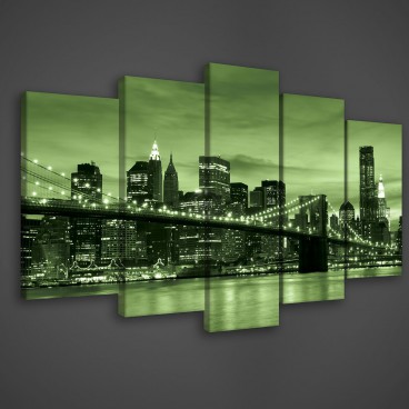 Obraz na plátne viacdielny - OB3402 - Most v New Yorku zelený