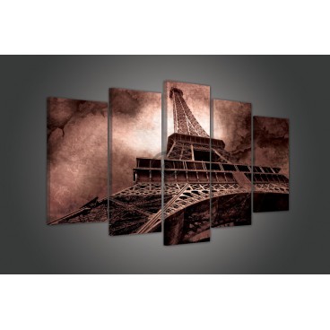 Obraz na plátne viacdielny - OB3403 - Eifelová veža hnedý