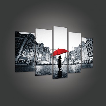 Obraz na plátne viacdielny - OB3607 - Dievča v daždi
