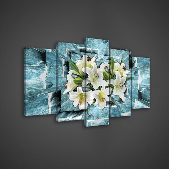 Obraz na plátne viacdielny - OB3691 - Biele kvety