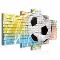 Obraz na plátne viacdielny - OB3831 - Futbalová lopta na múre