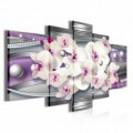 Obraz na plátne viacdielny - OB3907 - Fialová abstrakcia s orchideou