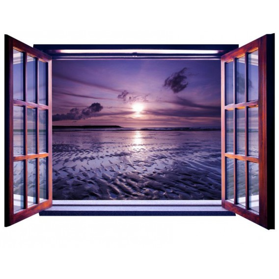 Fototapeta - FT0080 - Okno - fialový západ slnka
