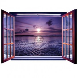 Fototapeta - FT0080 - Okno - fialový západ slnka