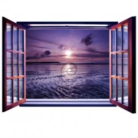 Fototapeta - FT0080 - Okno - fialový západ slnka