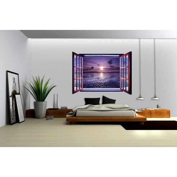 Fototapeta - FT0080 - Okno - fialový západ slnka