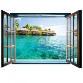 Fototapeta - FT0082 - Okno - domčeky v lagúne