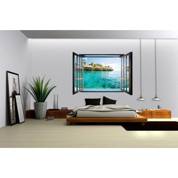 Fototapeta - FT0082 - Okno - domčeky v lagúne